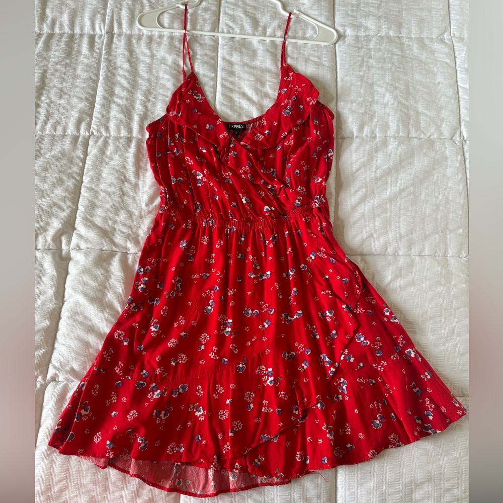 Red floral flowy sundress